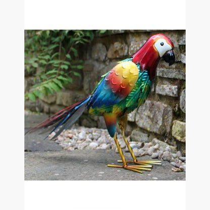 Hand Painted Metal Red Parrot AK Kin Garden Supplies