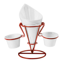 Hollywood French Fry Cone With 2 Dip Dishes And Metal Stand House, Home & Garden