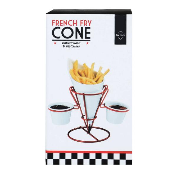 Hollywood French Fry Cone With 2 Dip Dishes And Metal Stand House, Home & Garden
