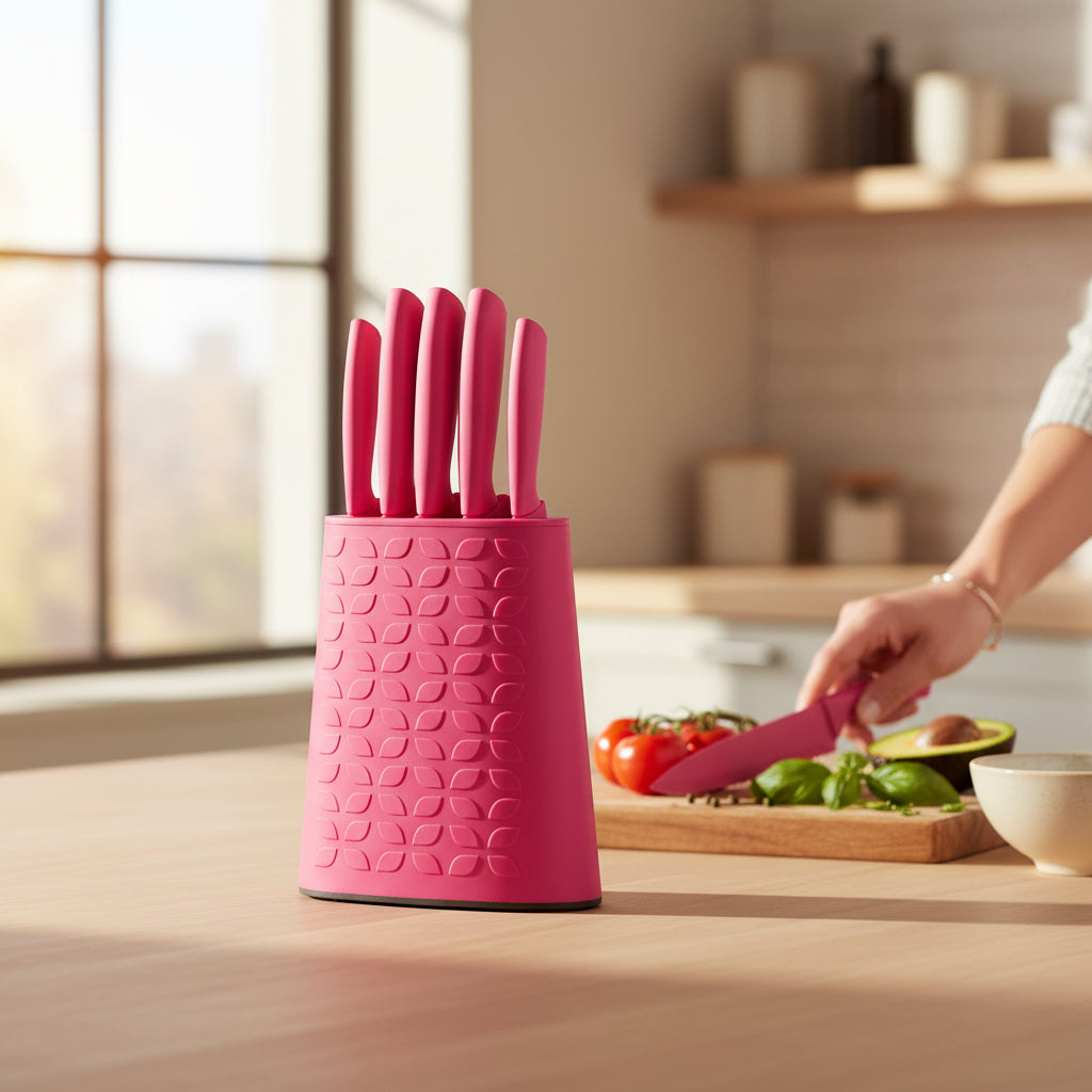 Hot Pink 5-Piece Knife Block Set House, Home & Garden