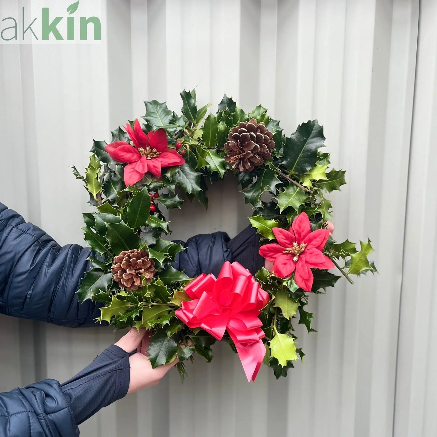 Real Holly Wreath | Hand Made Wreath (30cm) One Click Plants