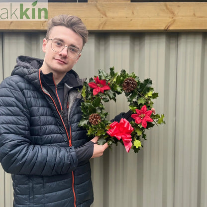 Real Holly Wreath | Hand Made Wreath (30cm) One Click Plants
