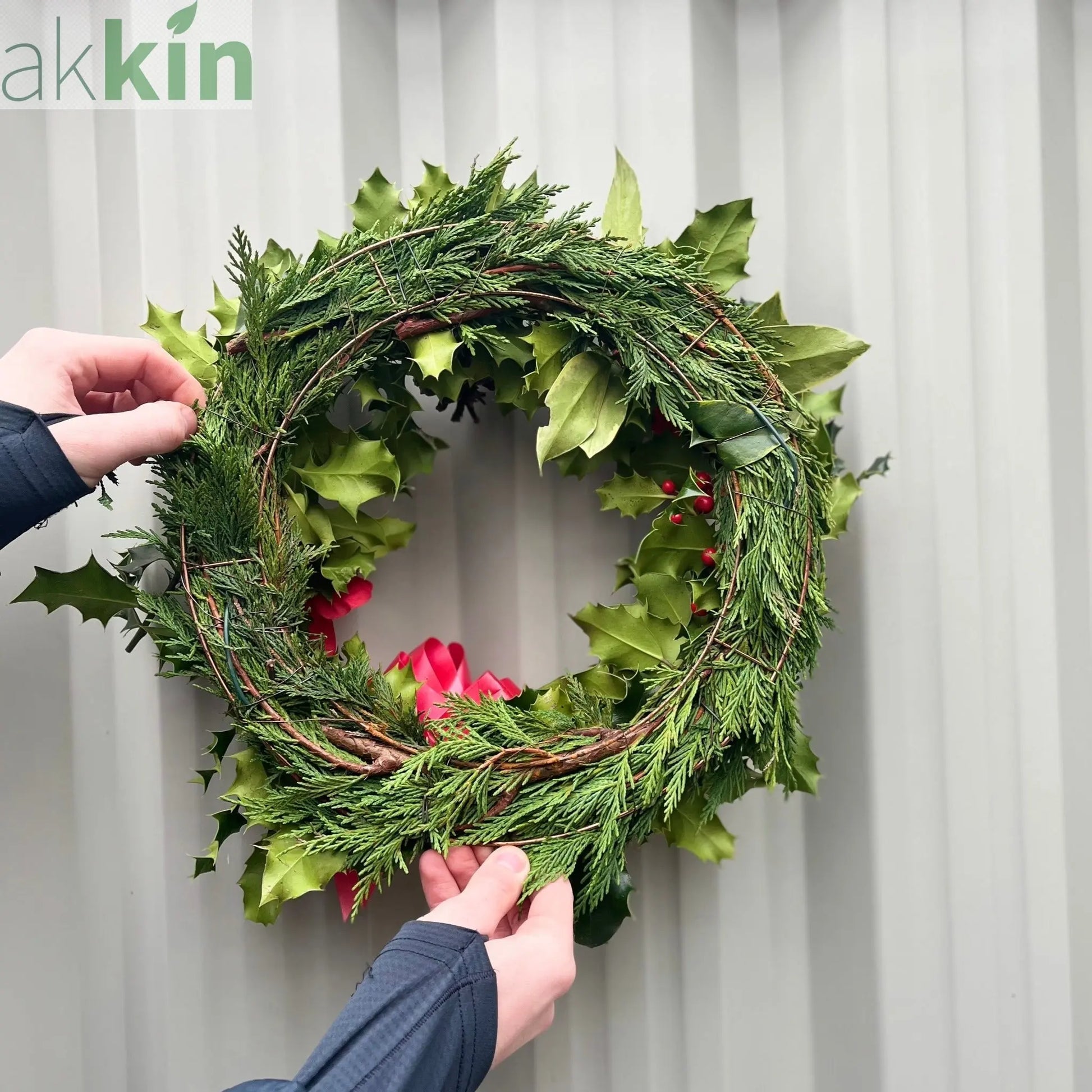 Real Holly Wreath | Hand Made Wreath (30cm) One Click Plants
