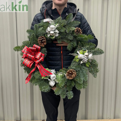 Noble Fir Christmas Wreath | 45cm | Real Wreath One Click Plants