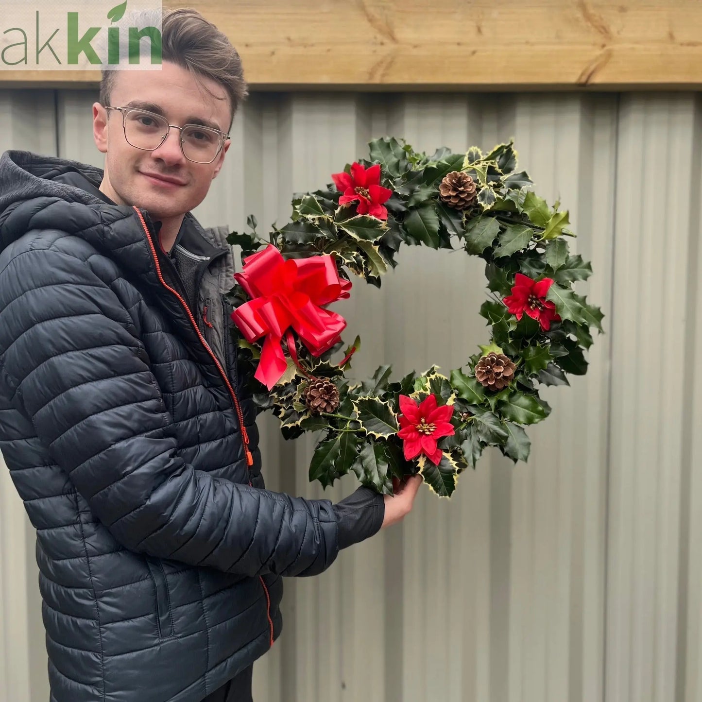 Real Holly Wreath | Hand Made Wreath (45cm) One Click Plants