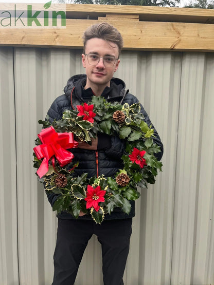 Real Holly Wreath | Hand Made Wreath (45cm) One Click Plants