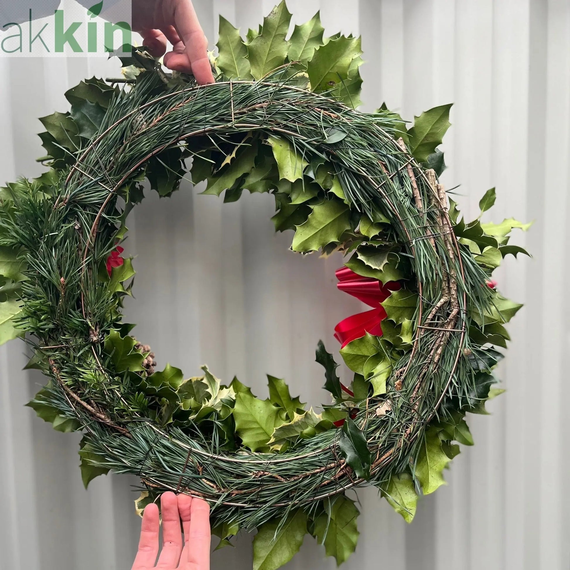 Real Holly Wreath | Hand Made Wreath (45cm) One Click Plants