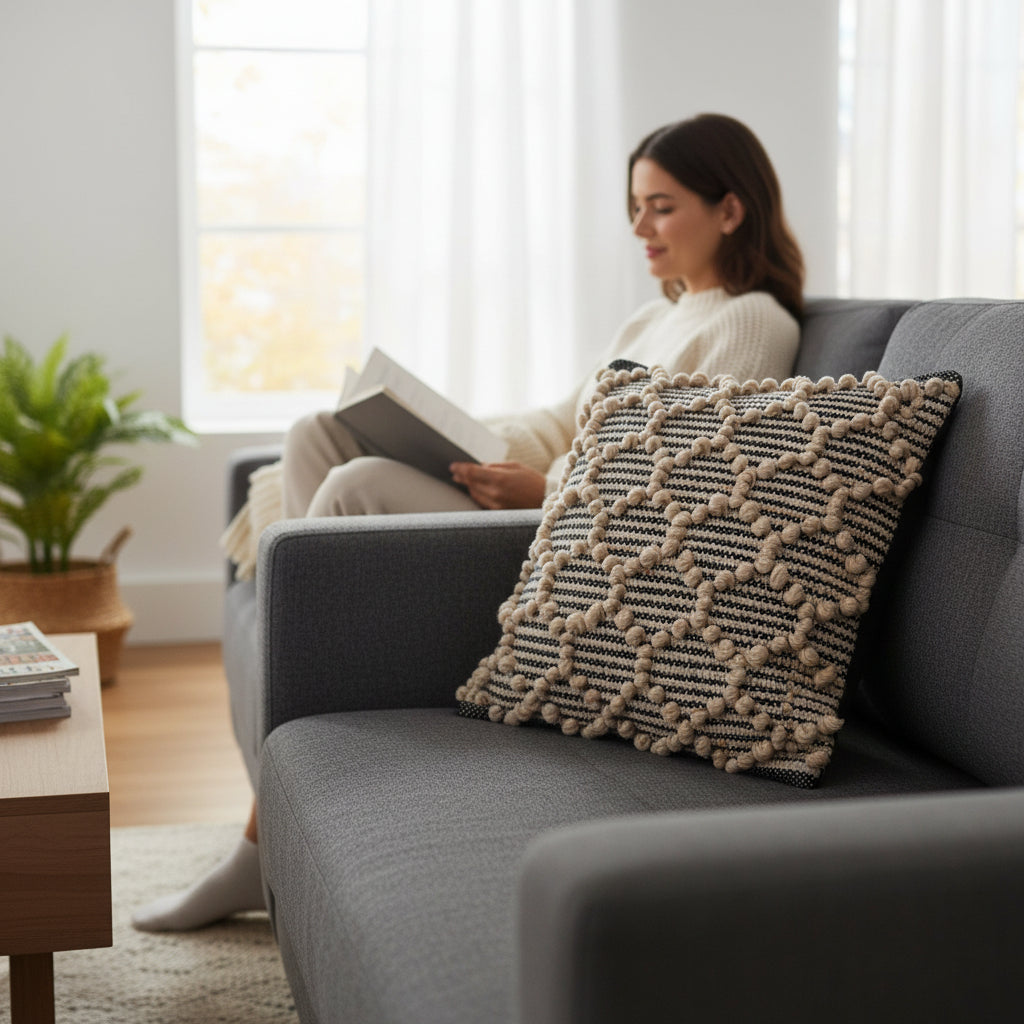 Indoor & Outdoor Cushion – Navy Honeycomb (45 × 45cm) House, Home & Garden