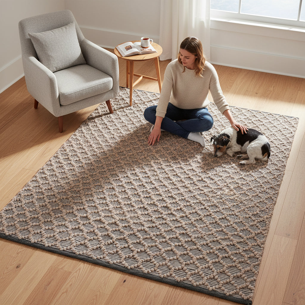 Indoor & Outdoor Rug – Navy Honeycomb (120 × 170cm) House, Home & Garden