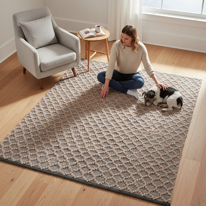 Indoor & Outdoor Rug – Navy Honeycomb (120 × 170cm) House, Home & Garden