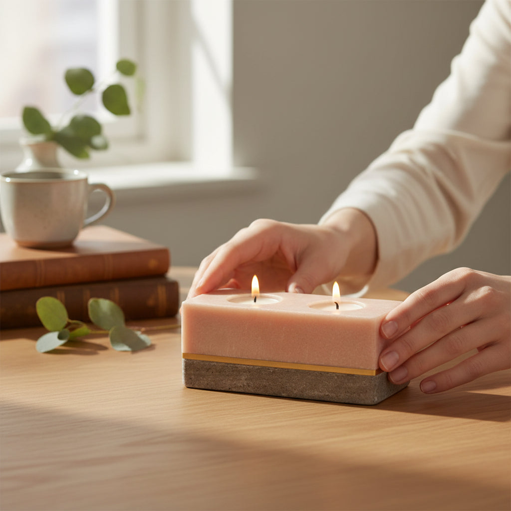 Kira Marble Twin Tealight Holder House, Home & Garden