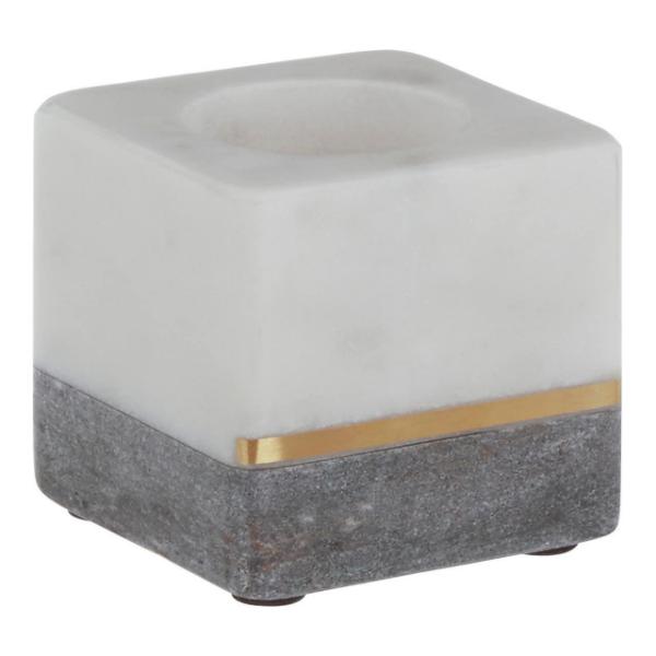 Kira White And Grey Marble Tealight Holder House, Home & Garden