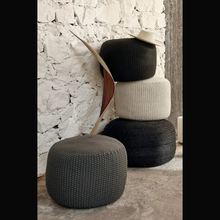 Knit Black Pouffe 16 x 16 x 12 Inches AK Kin Garden Supplies