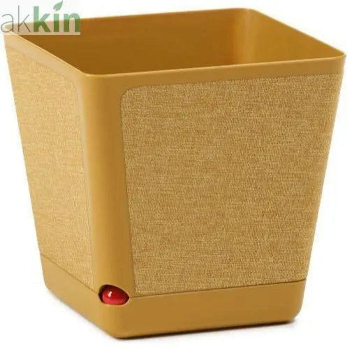 Kora Planter Square Textile with Water Indicator 24cm  Mustard AK Kin Garden Supplies