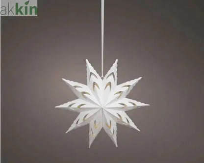 LED 38cm 10 Point Star Velvet Finish Paper Steady Indoor Hanging Light Decoration - White / Warm Light AK Kin Garden Supplies