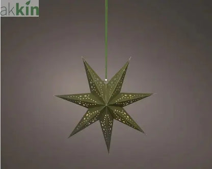 LED 38cm Star Velvet Finish Paper Steady Indoor Hanging Light Decoration - Green / Warm Light AK Kin Garden Supplies