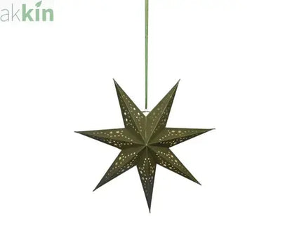 LED 38cm Star Velvet Finish Paper Steady Indoor Hanging Light Decoration - Green / Warm Light AK Kin Garden Supplies