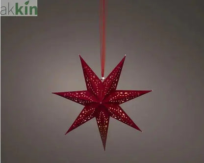 LED 38cm Star Velvet Finish Paper Steady Indoor Hanging Light Decoration - Red / Warm Light (Copy) AK Kin Garden Supplies