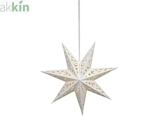 LED 38cm Star Velvet Finish Paper Steady Indoor Hanging Light Decoration - White / Warm Light (Copy) (Copy) AK Kin Garden Supplies