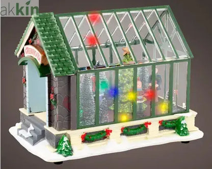 LED Christmas Greenhouse Scenery Plastic Indoor Decoration L.14.5cm W.22.5cm H.17cm AK Kin Garden Supplies