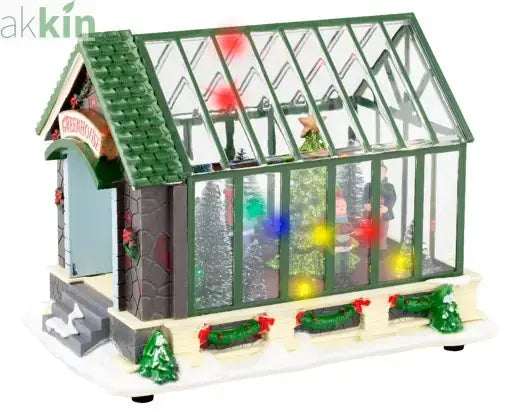 LED Christmas Greenhouse Scenery Plastic Indoor Decoration L.14.5cm W.22.5cm H.17cm AK Kin Garden Supplies