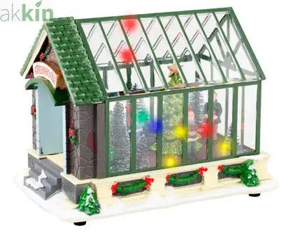 LED Christmas Greenhouse Scenery Plastic Indoor Decoration L.14.5cm W.22.5cm H.17cm AK Kin Garden Supplies