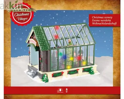 LED Christmas Greenhouse Scenery Plastic Indoor Decoration L.14.5cm W.22.5cm H.17cm AK Kin Garden Supplies