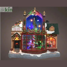 LED Christmas Toy Shop Scene Polyresin Indoor Decoration L.19cm W.30.5cm H.28.5cm AK Kin Garden Supplies