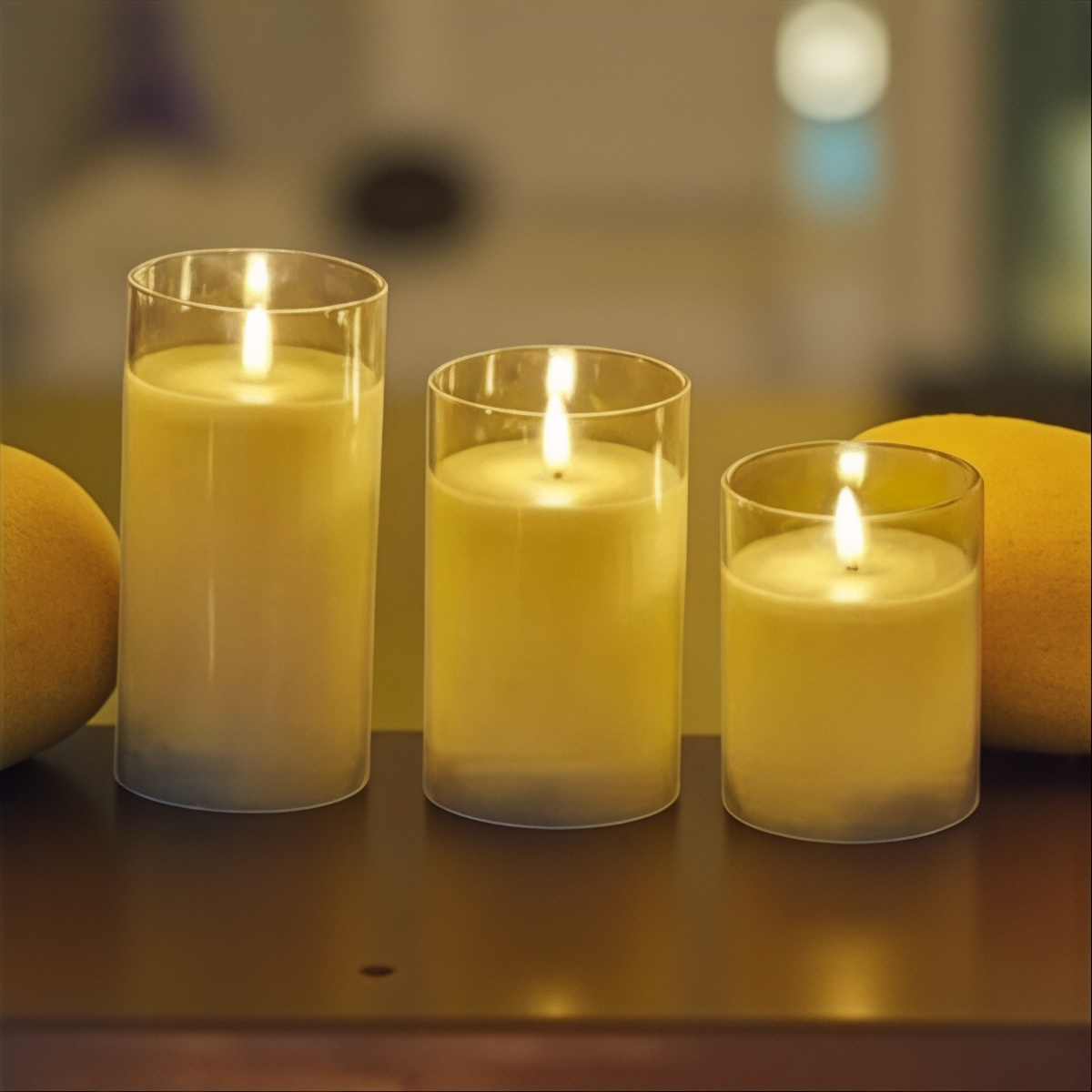 LED Glass Candles 7.5cm Ivory | set of 3 House, Home & Garden
