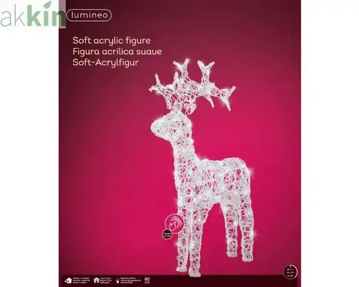 LED Light Up Christmas Reindeer Flashing Effect Outdoor Decoration L.36.5cm W.12cm H.61cm AK Kin Garden Supplies