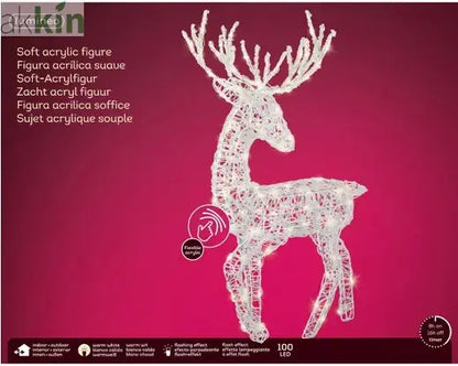 LED Light Up Christmas Reindeer Flashing Effect Outdoor Decoration L.52cm W.32cm H.91cm AK Kin Garden Supplies