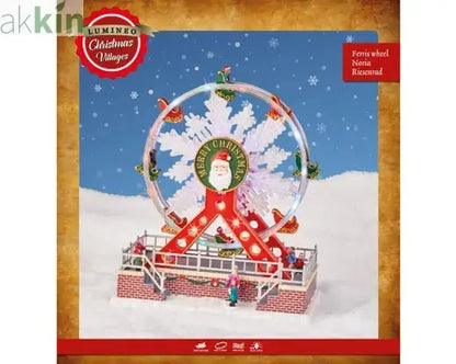 LED Merry Christmas Ferris wheel  Polyresin Indoor Decoration  L.15.5cm W.27.5cm H.31cm AK Kin Garden Supplies