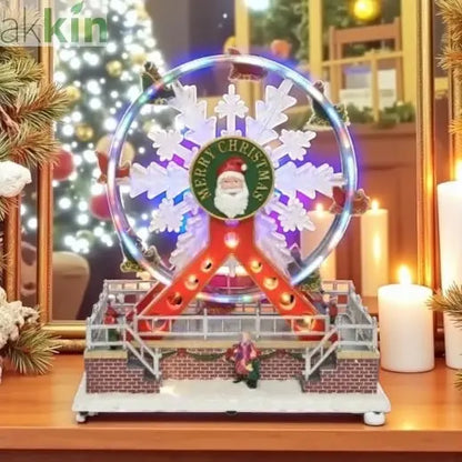 LED Merry Christmas Ferris wheel  Polyresin Indoor Decoration  L.15.5cm W.27.5cm H.31cm AK Kin Garden Supplies