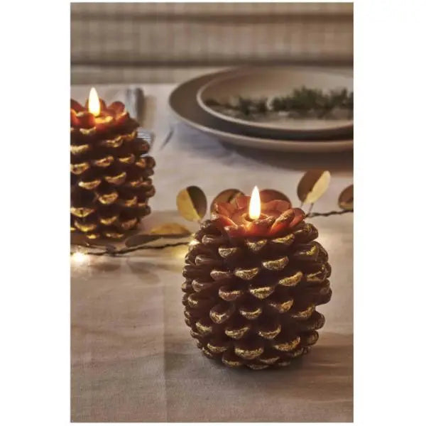 LED Pinecone Candle 12.5cm Gold AK Kin Garden Supplies
