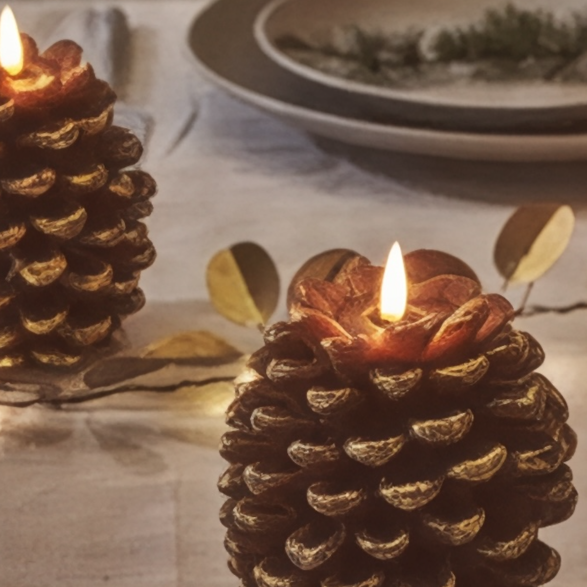 LED Pinecone Candle 12.5cm Gold House, Home & Garden