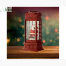 LED Water Spinner Snow Globe Plastic Telephone Booth Indoor Christmas Decoration L.11cm W.11cm H.25cm AK Kin Garden Supplies
