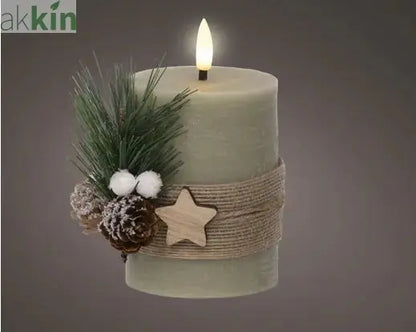 LED Wick Candle Wax Leafs Decoration Steady Light Indoor Decoration - D.7.5cm H.13cm AK Kin Garden Supplies