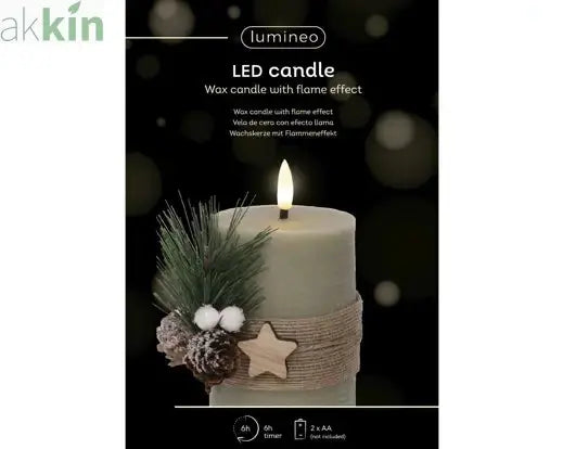 LED Wick Candle Wax Leafs Decoration Steady Light Indoor Decoration - D.7.5cm H.13cm AK Kin Garden Supplies