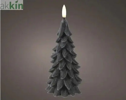 LED Wick Candle Wax Tree Steady Flame Indoor Decoration Black  - D.8cm H.19.5cm AK Kin Garden Supplies