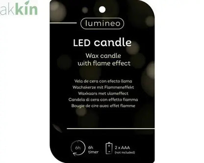 LED Wick Candle Wax Tree Steady Flame Indoor Decoration Black  - D.8cm H.19.5cm AK Kin Garden Supplies