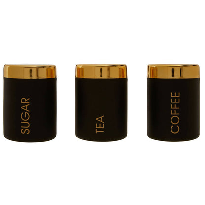 Liberty Set Of 3 Black Enamel Tea Coffee And Sugar Canisters House, Home & Garden