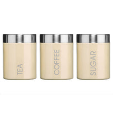 Liberty Set of 3 Cream Enamel Tea Coffee and Sugar Canisters House, Home & Garden