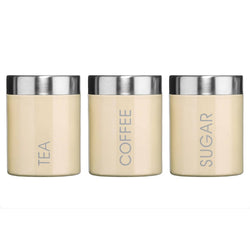 Liberty Set of 3 Cream Enamel Tea Coffee and Sugar Canisters House, Home & Garden