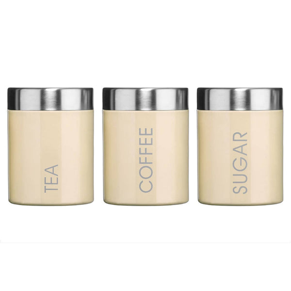 Liberty Set of 3 Cream Enamel Tea Coffee and Sugar Canisters House, Home & Garden