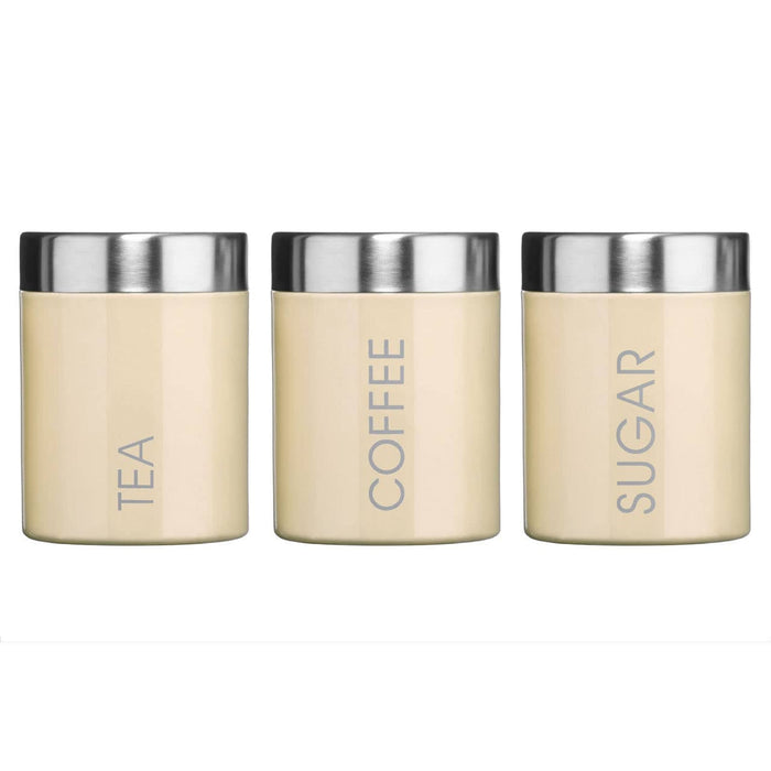 Liberty Set of 3 Cream Enamel Tea Coffee and Sugar Canisters House, Home & Garden