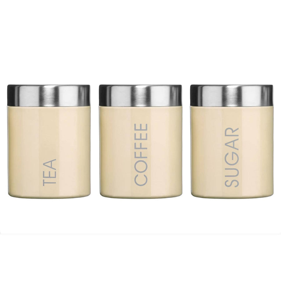 Liberty Set of 3 Cream Enamel Tea Coffee and Sugar Canisters House, Home & Garden