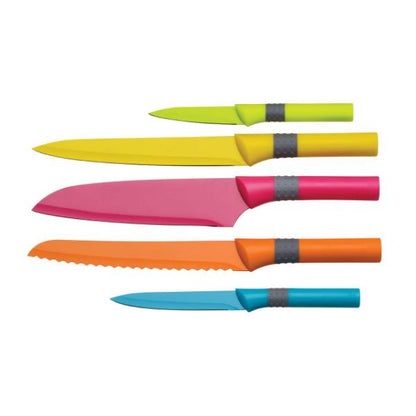 Living Colour 5Pc Knife Set With Rubber Handle House, Home & Garden