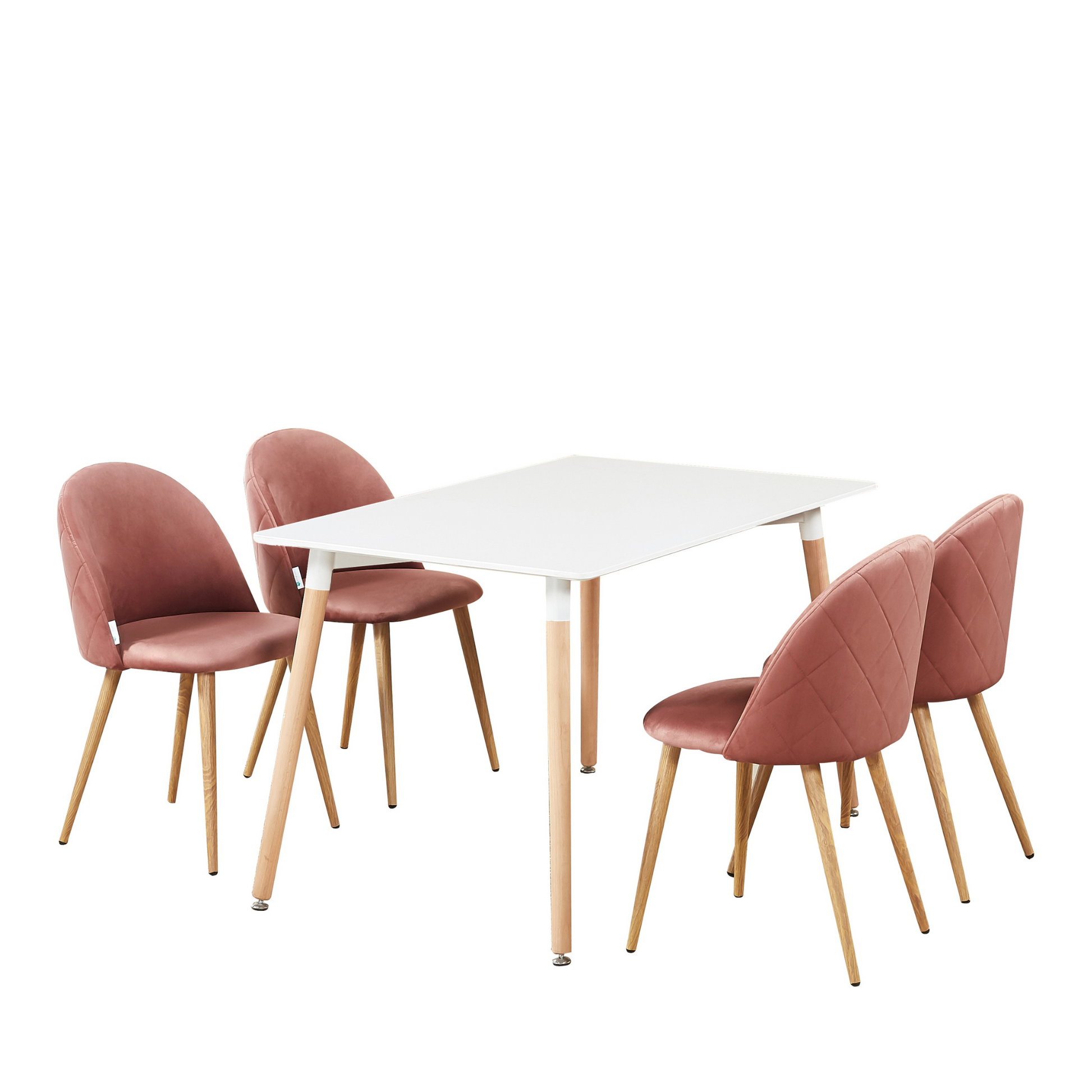 Lucia Halo Dining Set, a Table and Chairs Set of 4, White/Grey PN Home