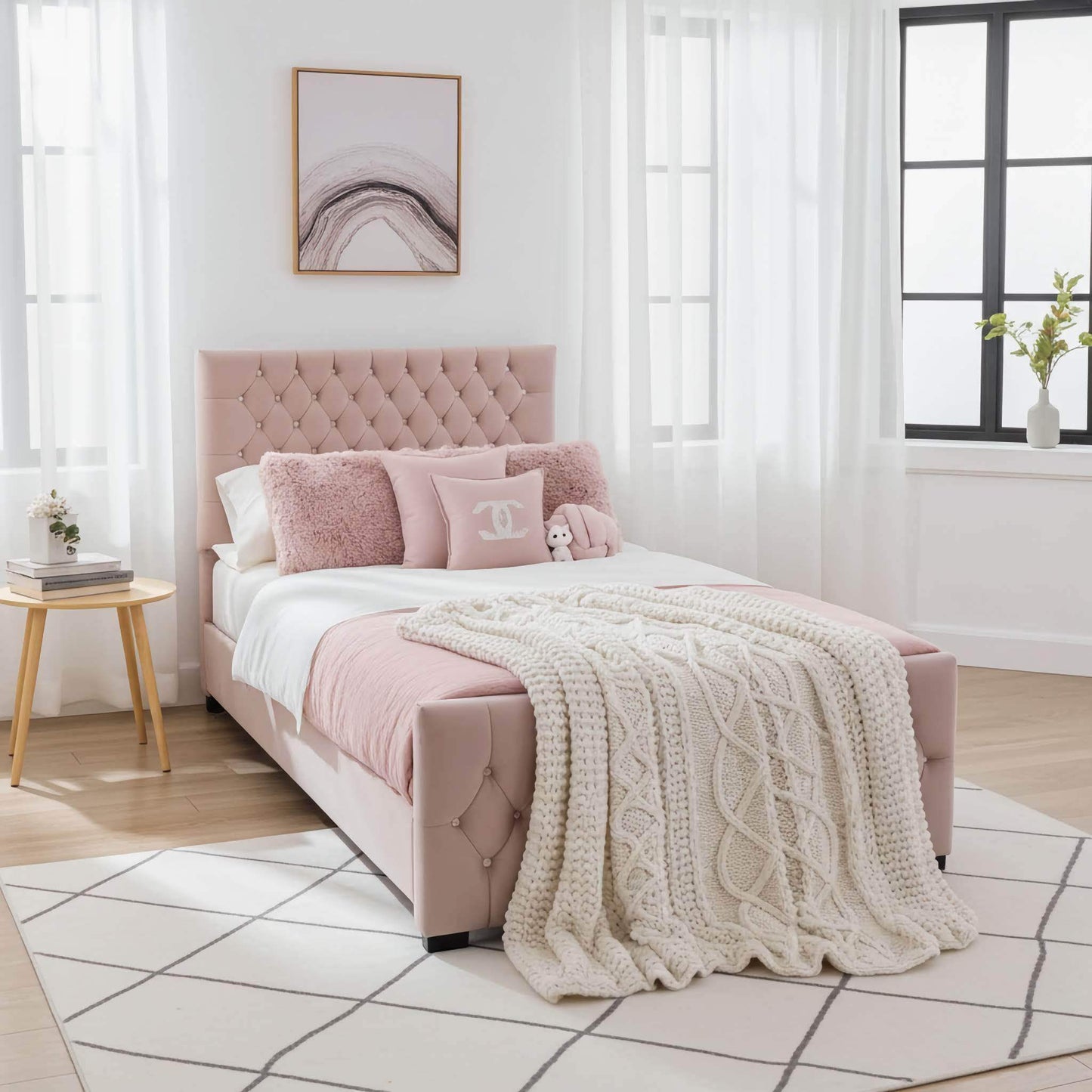 Luxury Arlo Upholstered Kids Bed Frame with Optional Ottoman Storage | UK Beds Direct UK Beds Direct ltd