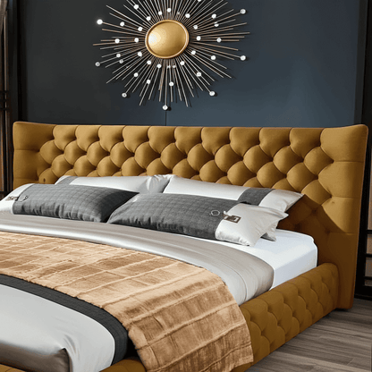 Madeline Wingback Bed – Curved Floor-Standing Upholstered Bed UK Beds Direct ltd